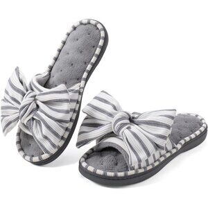 Women's Eurytides Slide Slippers Memory Foam House Gray White Shoes